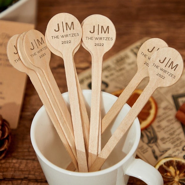 50 Custom Monogram Wood Engraved Stir Sticks,Minimalist Coffee Cocktail sticks,Party Drink Sticks,Party  stir stick,personalized stirrer