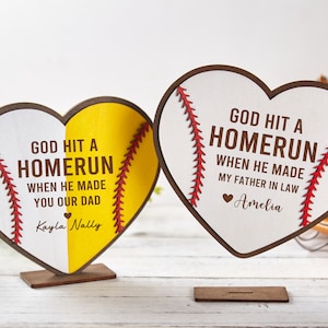 Personalized Baseball Wood Sign,God Hit A Homerun When He Made You Our Dad,Custom Father's Day Sign,Fathers Day Gift,Fathers day sign image 8