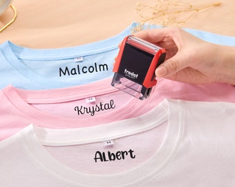 Sello de ropa personalizado, sello de tela personalizado, sello autoentintado para ropa de niños, marcadores de ropa, sello textil, sello de guardería, sello de nombre