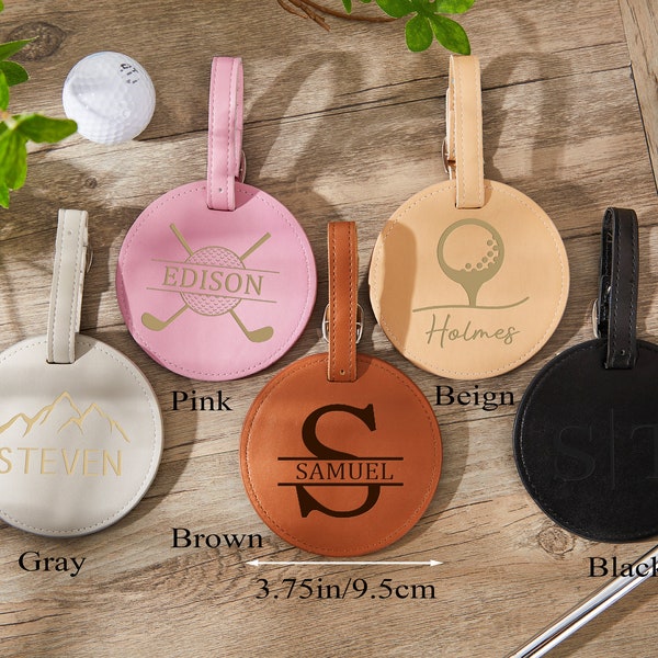 Personalized Golf Bag Tag with Tees,Golf Tee Bag,Leather Golf Bag Tag,Engraved Golf Bag Tag,Gift for Dad,Golf Gifts,Personalized Golf Gifts