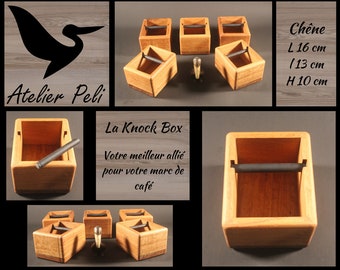 Boite de frappe expresso en bois bac à marc de café knock box en chêne boite à marc de café artisanal Atelier Peli