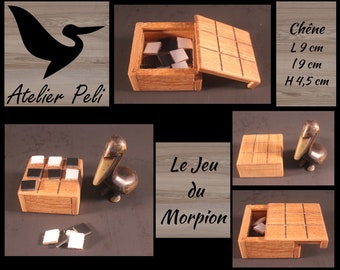 artisanal oak tic tac toe game wooden Tic Tac Toe travel box tic tac toe game with handmade sliding lid Atelier Peli