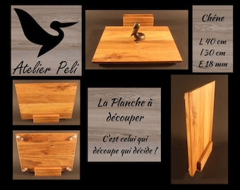 Planche à découper artisanale en chêne avec support de rangement planche bois 30 cm x 40 cm planche apéro, fromage, charcuterie Atelier Peli