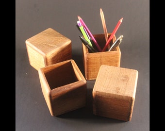 Atelier Peli Pot à crayons en bois, idée d’accessoires bureau, Rangement décoration bureau, Design, cadeau pour la Maison, pot artisanal