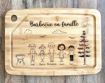 Personalized family bamboo cutting board; Father's or Mother's Day gift