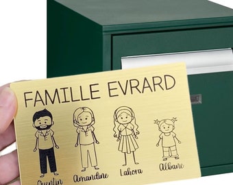 Schild für den Briefkasten mit Gravur Ihrer Familie, Geschenkidee für eine Familie