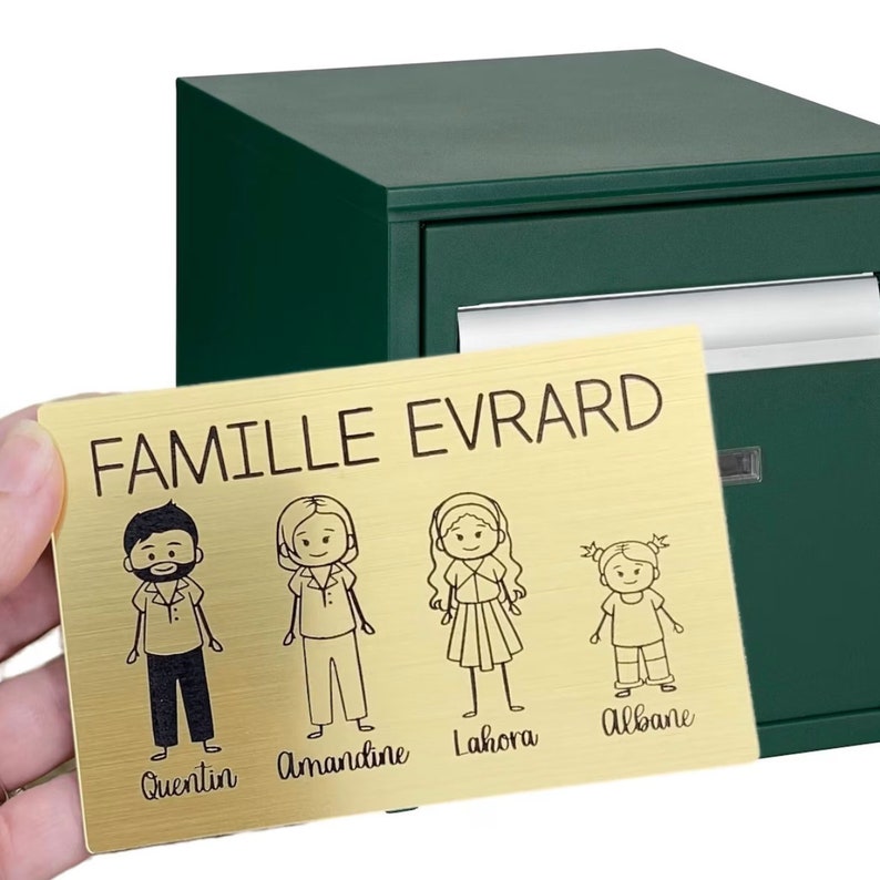 Plaque pour boite aux lettres gravée avec votre famille, idée cadeau pour une famille image 1