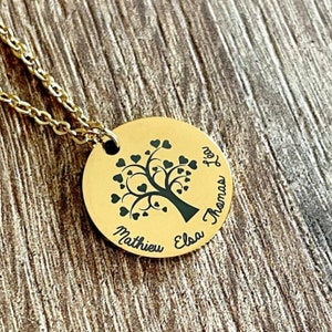 Personalized tree of life necklace with first names of family or friends, Mother's Day, Mom Gift, Grandma Gift, Valentine's Day Gift