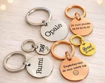 Médaille gravée Recto Verso en inox personnalisée pour chien, chat ou autre animal en argent, or ou or rose