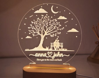 Valentine's Day Gift, Personalized Night Light, Romantic Valentine Couple, Anniversary Gift for Couples, Gift for Him/Her