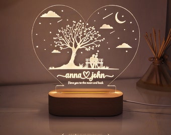 Valentine's Day Gift, Personalized Night Light, Romantic Valentine Couple, Anniversary Gift for Couples, Gift for Him/Her