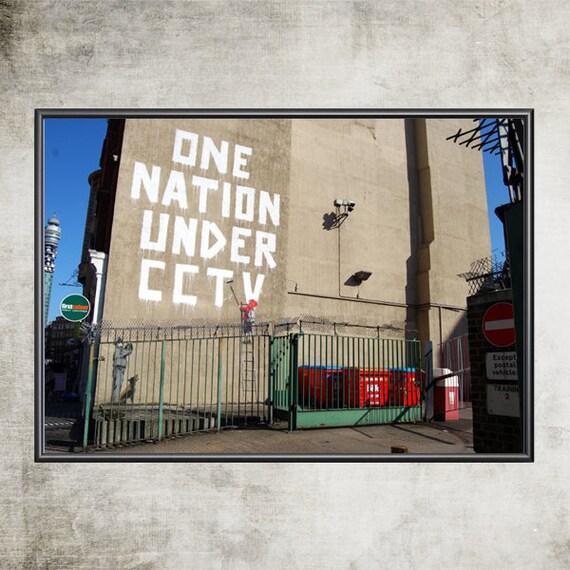 Banksy Poster Street Art one Nation Under Cctv Etsy