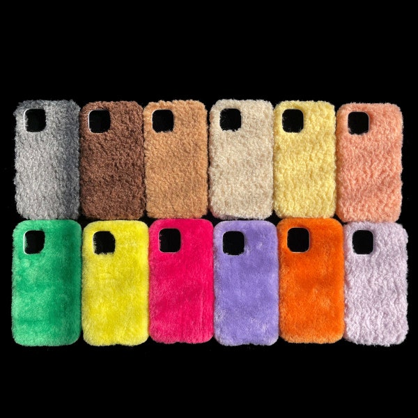 Handmade Colorful plush Phone Case For iPhone 14 Plus 13 ProMax 12 Mini,Couple phonecase,Fluffy Plush,Customized phonecase,Personalized Gift