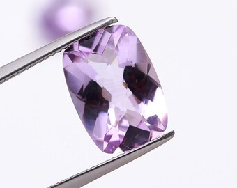 Natural Rose De France 10X14MM Cushion Checkerboard Cut,Pink Amethyst Loose Stone For Jewelry Making,Pink Amethyst Cut Calibrated Size 10X14