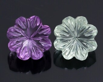 Natural Amethyst/Prasiolite 15 MM, Flower cut loose gemstone For Jewellery making , Ring, earrings, pendant Making / gemstone Flower