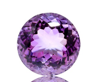 17mm Round Faceted Amethyst Gemstone, (22.40 cts) Loose Stone