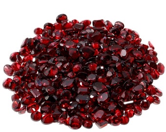 Natural Red Garnet Gemstone Lot | 20 pcs | Mixed Shapes & Sizes | January Birthstone | A+ Quality | Jewelry Making Supply