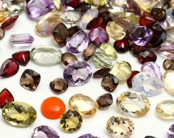 50+ Carats Mixed Loose Gemstones Lot | 100% Natural | Mixed Shapes & Sizes | Multi-color | Ready for jewelry making