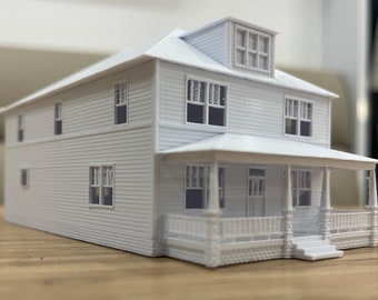 Casa a 2 piani / Modelli in scala N stampati in 3D / PLA bianco (NS-01)