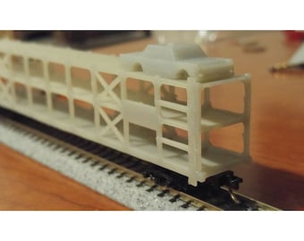 Triple Decker Auto Regal | 3D gedruckte Modelle der Größe N | Weiß PLA (NS-02)