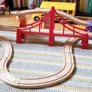Wooden Train Track Double Overpass (Brio Compatible) | 3D Printed Wooden Train Track Parts (TR-02)