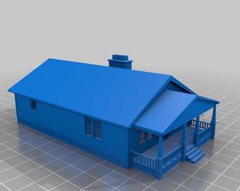 Haus 1920er Jahre Stil | 3D gedruckte Modelle der Größe N | Weiß PLA (NS-06)