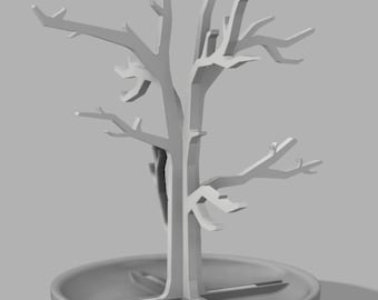 Modern Jewellery Stand Tree | Minimalist 3D Printed Jewelry Tree | Space-Saving Jewelry Stand