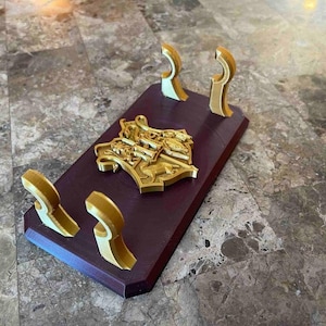 Harry Potter Wand Wall Mount - Two Wand Display Holder with Hogwarts Crest for Wizarding World Collection