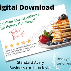 Boodschappen bezorging, bezorger, bezorging, bedankkaart, digitale download, afdrukbaar, bedankbriefje, kruidenier, 5 sterren