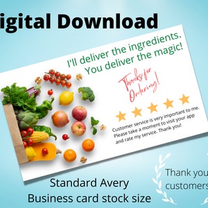 Lebensmittellieferung, Lieferfahrer, Lebensmittelgeschäft, Dankeskarte, digitaler Download, druckbar, Dankeschön, Lebensmittelkäufer, 5-Sterne-Bewertung