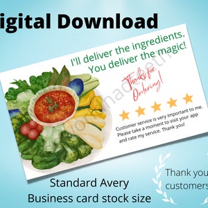 Boodschappen bezorgen, bezorger, boodschappen, bedankkaart, digitale download, afdrukbaar, bedankbriefje, kruidenier, 5-sterrenbeoordeling