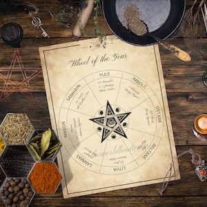 Wheel of the Year Printable Page. Witchcraft. Book of Shadows. Pagan. Grimoire. Instant Digital Download.