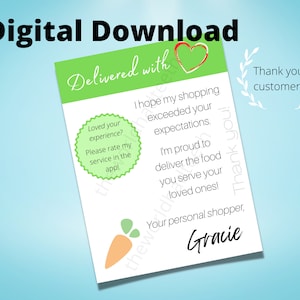 Lebensmittelgeschäft Lieferung, Lieferung Fahrer, Lebensmittelgeschäft, Danke-Karte, digitaler Download, printable, Dankeschön Hinweis, Lebensmittelhändler, 5 Sterne Bewertung