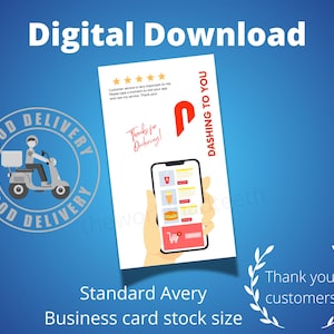 Fast Food, Lieferung Fahrer, Restaurant, Danksagungs-Karte, digitaler Download, printable, Dankeschön, Bindestrich, isst, 5 Sterne, Burger, Tür