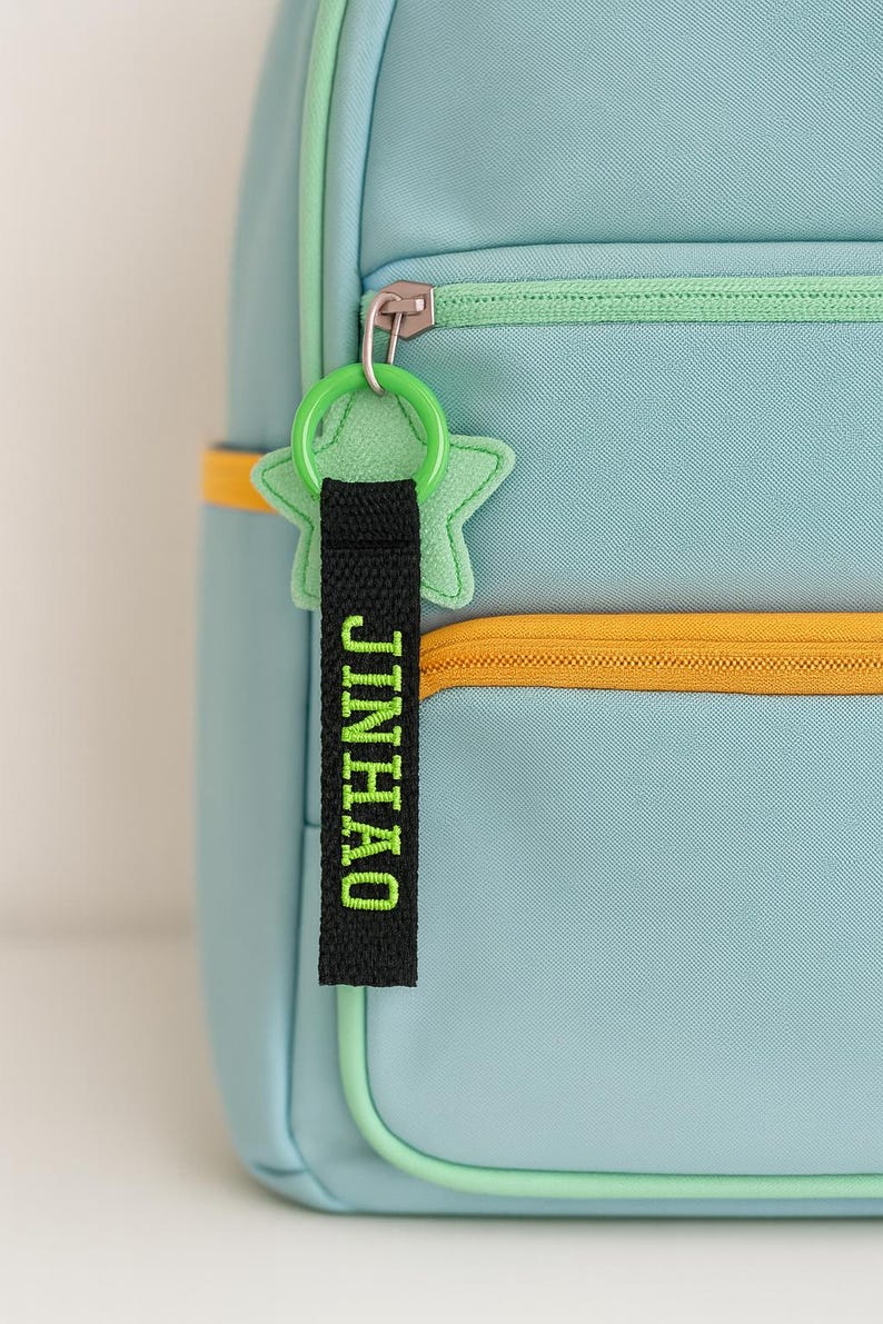 Personalized Kids Bag Tag | Custom Embroidered Name Tag Keychain ...