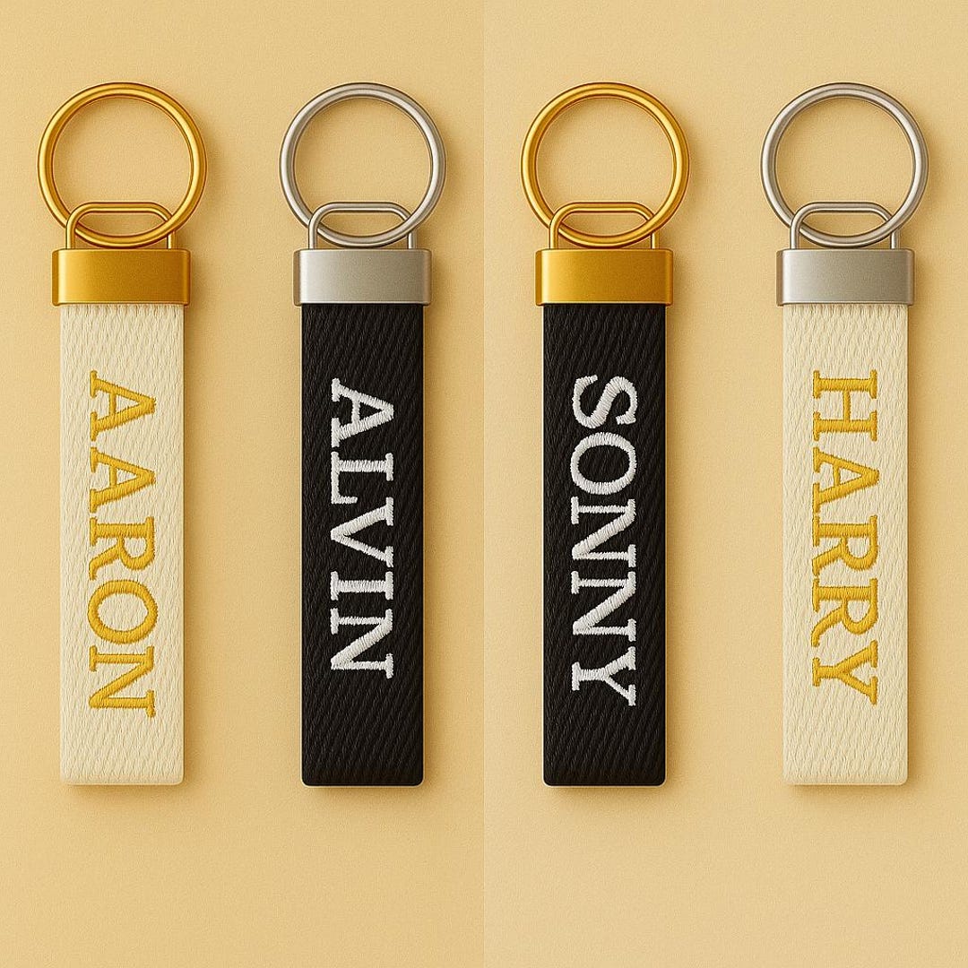 Custom Embroidered Bag Tag – Personalized Keychain Label | Choose Font ...
