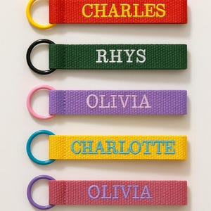 Personalized Embroidered Name Tag Keychain: Custom Cotton Bag Label