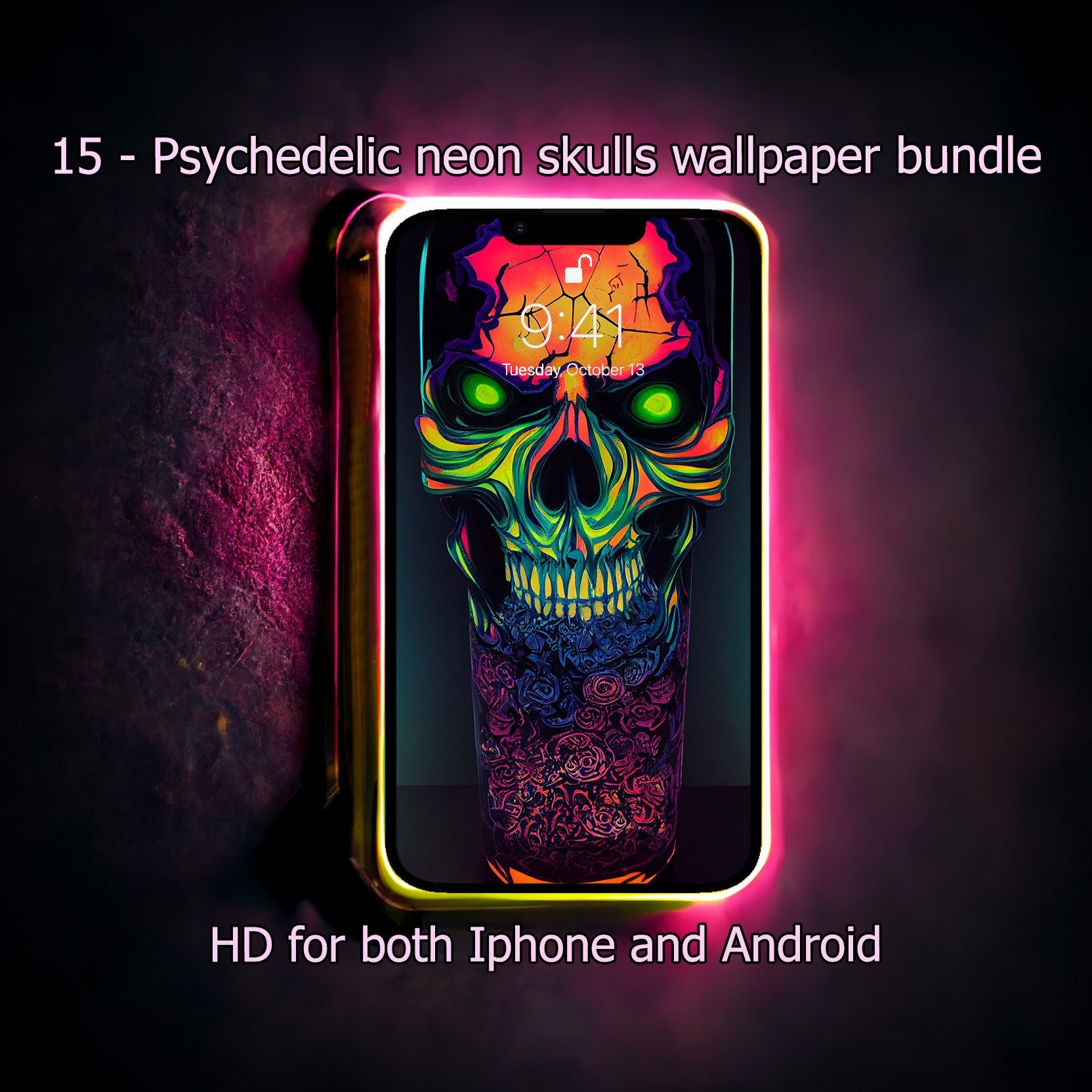Psychedelic Neon Skulls Wallpaper Bundle Set of 15 Instant - Etsy Psychedelic Neon Skulls Wallpaper Bundle Set of 15 Instant - Etsy