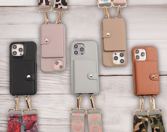 Custom Crossbody Wallet iPhone 14 Pro Max,14 Pro,14 Plus Case, Card Holder Personalized iPhone 15,14,13,12 Case, Custom iPhone Strap Case