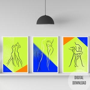 Couple One Line Drawing Print, Printable Abstract Man and Woman Nude
