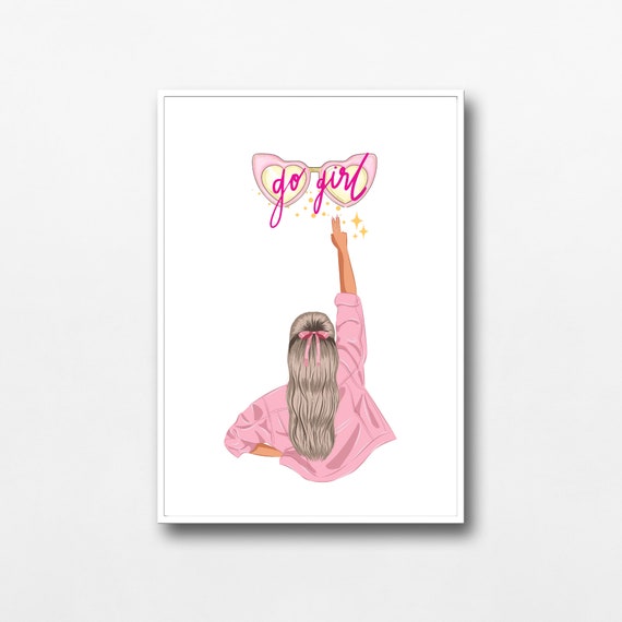 Printable Go Girl Quote Wall Art Blush Pink Girl Power Etsy