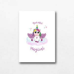 Rainbow Unicorn Prints, Girl Room Wall Decor Art, You Are Magical Quote, DIGITAL DOWNLOAD