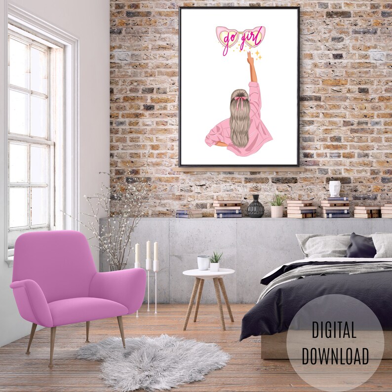Printable Go Girl Quote Wall Art Blush Pink Girl Power Etsy