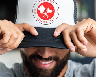 After Work Dinking Club Hat, Pickleball Trucker Cap for Men & Women | Funny Wine and Paddle Design | Gift for Pickleball Players, Dinking