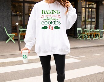 Xmas Pregnancy Announcement Shirt, Mother To Be Gift, Christmas Pregnant Sweatshirt, Expecting Sweatshirt, Cute Baby Announcement Shirt