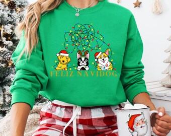 Feliz Navidog Ugly Christmas Sweater, Funny Holiday Pet Lover Sweater, Dog Lover christmas sweater, christmas gift for dog lovers