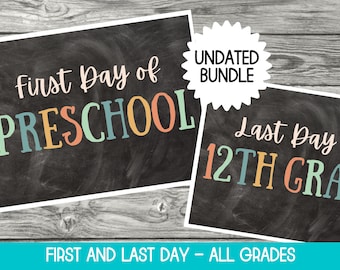 First and Last Day of School Sign Bundle, First Day of School Sign Printable, Printable Back to School Sign, School Sign Template, Boho