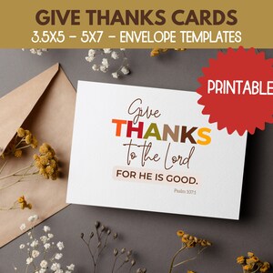 Remerciez le Seigneur Carte imprimable, Psaume 107:1, Carte Joyeux Thanksgiving, Carte de Thanksgiving imprimable, Carte de Thanksgiving imprimable