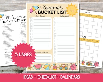 Summer Bucket List Printable Summer Activities for Kids Bucket List Printable Bucket List Planner Bucket List Template Kids Bucket List