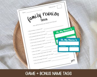 Family Reunion Games, Family Trivia Game, Family Reunion Trivia, Icebreaker Games, Get To Know You Game, Games for Adults